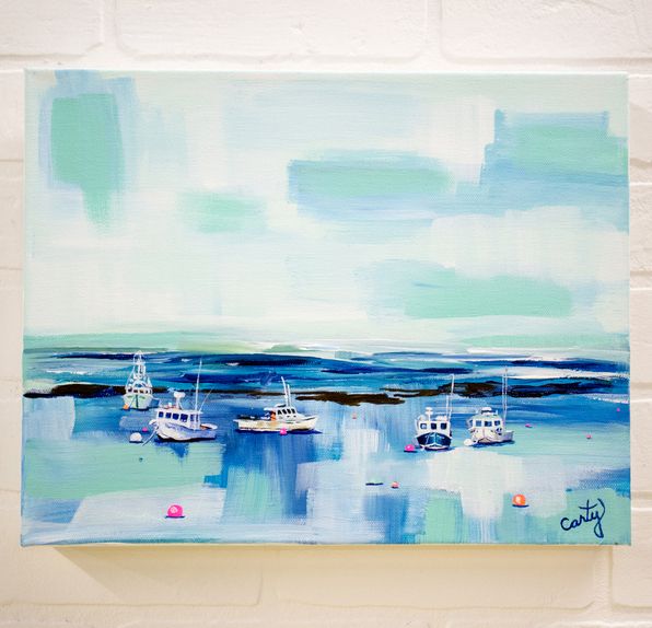 596x574 Blue Harbor By Megan Carty - Blue Harbor Painting