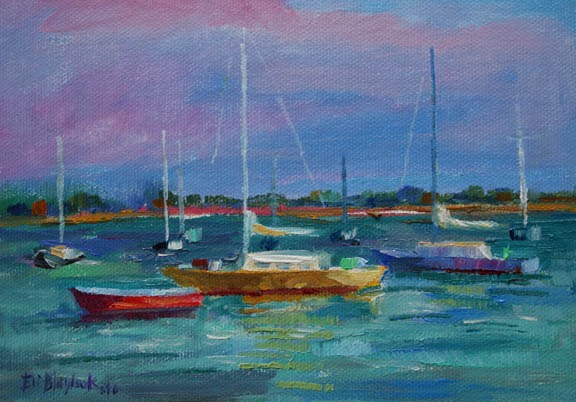 576x402 Daily Paintings By Elizabeth Blaylock, American Impressionist Oil - Blue Harbor Painting