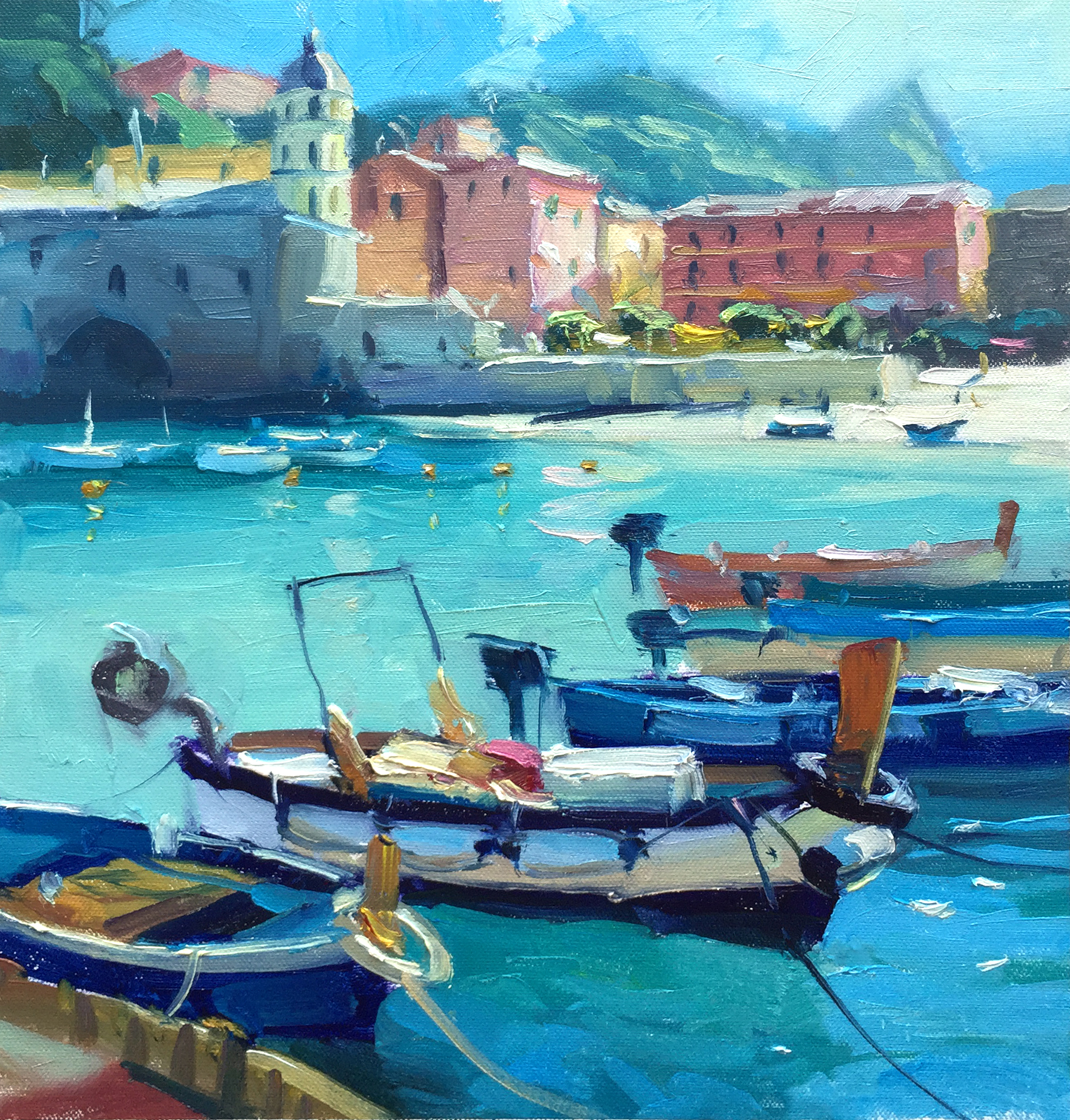 2328x2436 Online Painting Workshop 40 Mediterranean Harbour. - Blue Harbor Painting