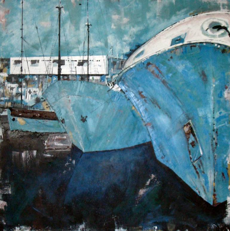 770x775 Saatchi Art Blue Harbour Painting By Kelvin Harvey - Blue Harbor Painting