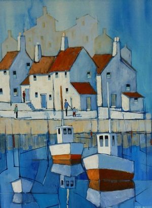 300x411 Blue Harbor 02 By Carl Jacobs. Very Bold Angular Shapes With Bold - Blue Harbor Painting