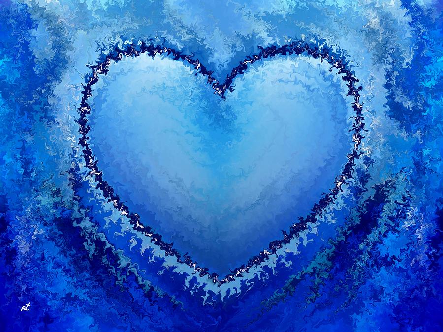 900x675 Ice Heart Painting By Rafi Talby - Blue Heart Painting