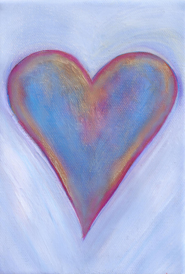 608x900 Light Blue Heart Painting By Samantha Lockwood - Blue Heart Painting