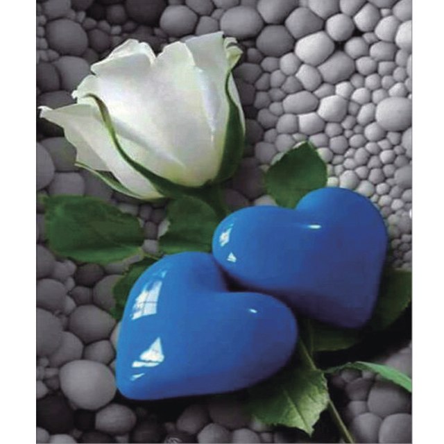 640x640 Painting Full Square Diamond Painting Cross Stitch 5d Blue Heart - Blue Heart Painting