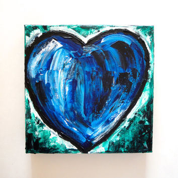 354x354 Shop Abstract Heart Paintings On Wanelo - Blue Heart Painting