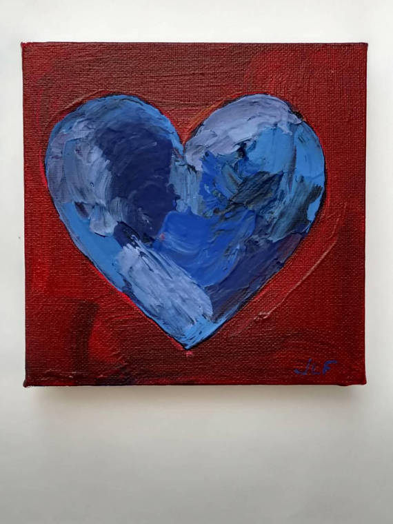 570x760 This Is Big Blue Heart An Original Acrylic Painting On Canvas. - Blue Heart Painting