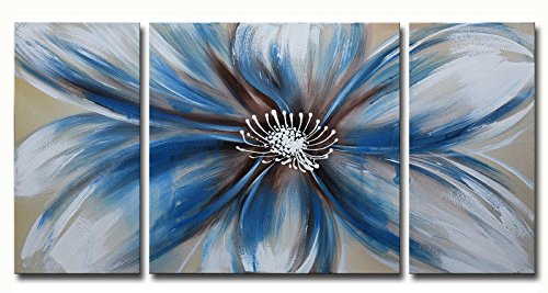 500x267 Artland Modern 100% Hand Painted Flower Oil Painting On Canvas - Blue Heart Painting