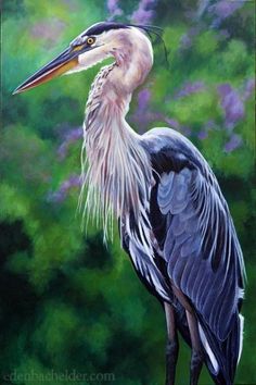 236x354 Great Blue Heron Shore Painting - Blue Heron Painting
