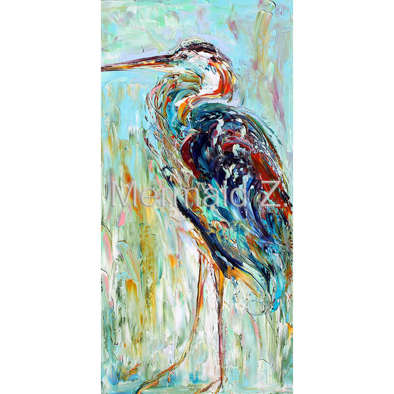800x800 Hand Painted Oil Paintings Original Oil Blue Heron Bird Palette - Blue Heron Painting