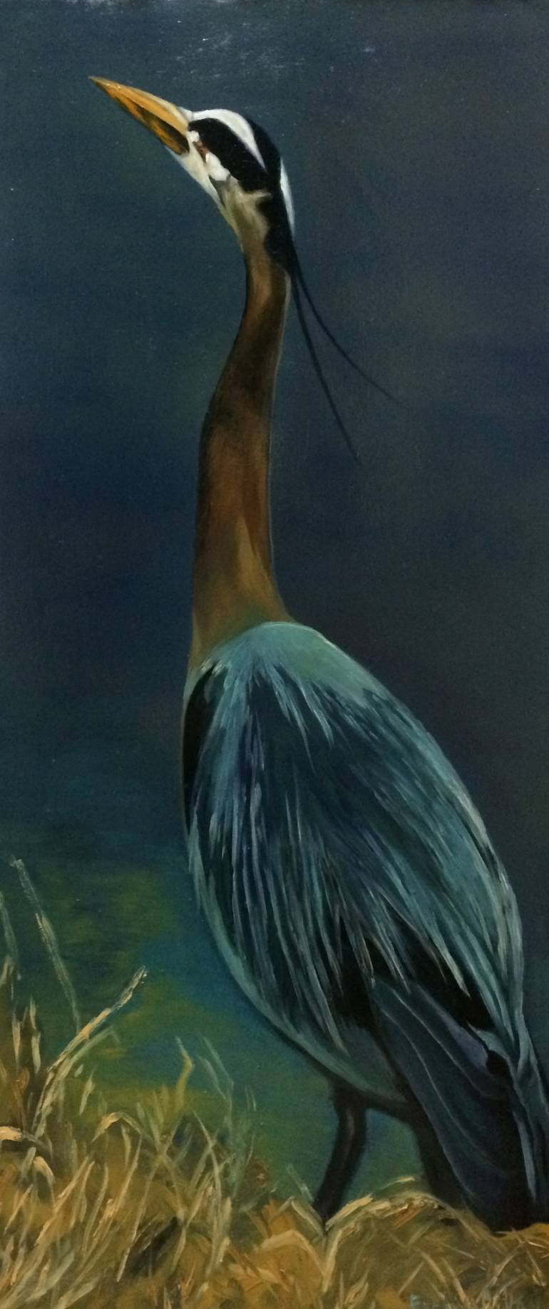 770x1836 Saatchi Art Blue Heron Painting By Evelina Dillon - Blue Heron Painting