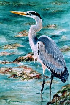 236x356 Blue Heron Painting - Blue Heron Painting