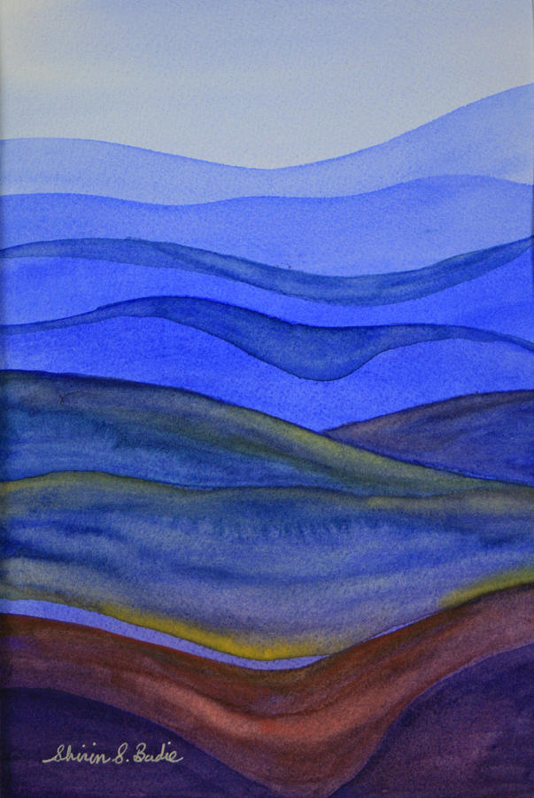 603x900 Blue Hills Painting By Shirin Shahram Badie - Blue Hill Painting