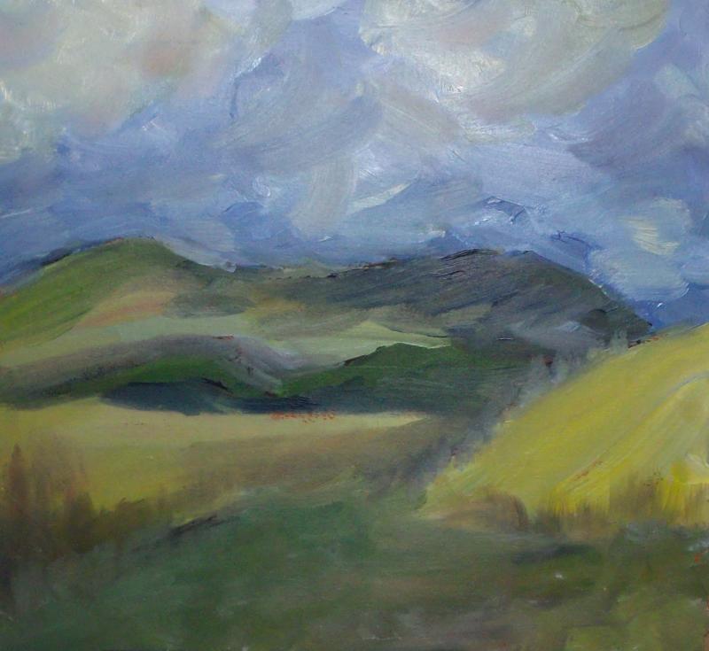 800x735 Oil Painting Sketch Of Mormond Hill - Blue Hill Painting