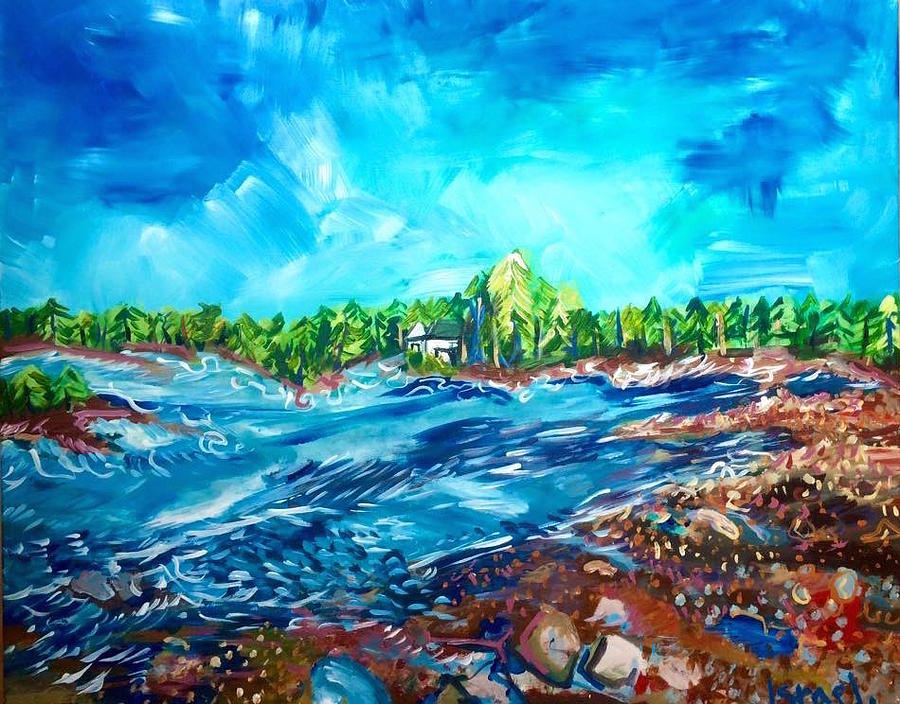 900x704 Blue Hill Live Painting By Israel Fickett - Blue Hill Painting