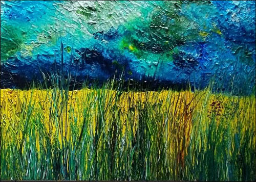 500x357 Viktor Tilson Textured Abstract Oil Paintings - Blue Hill Painting