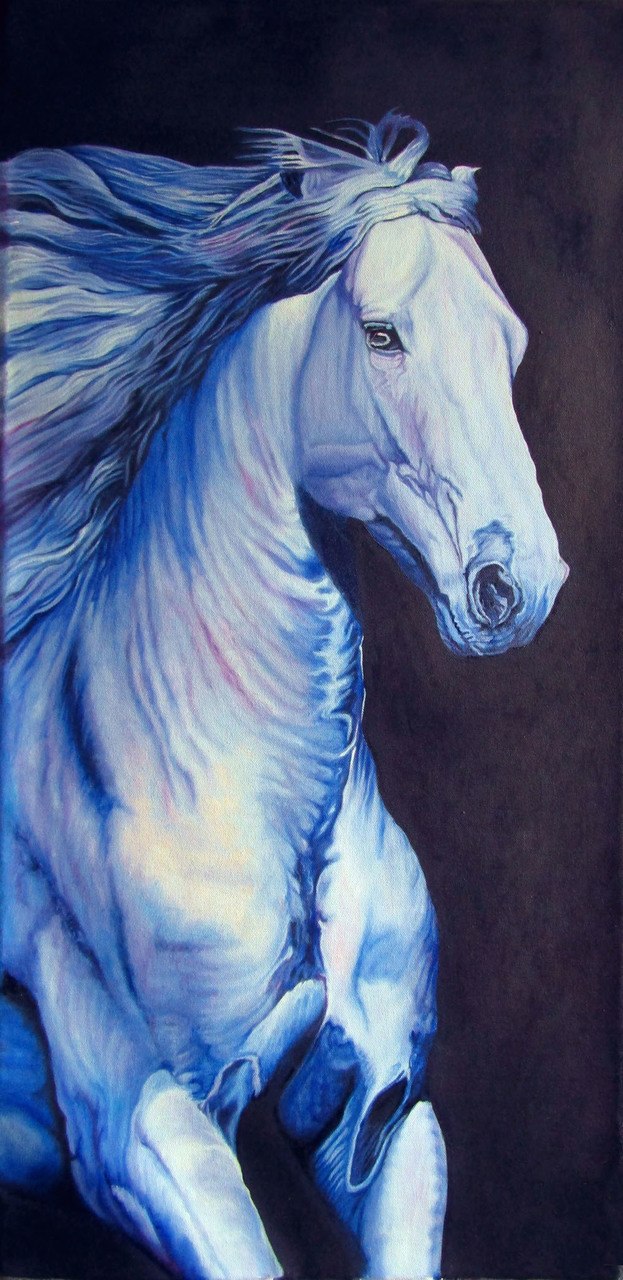 623x1280 Buy Blue Horse Handmade Painting By Pushpendra Singh. Code - Blue Horse Painting