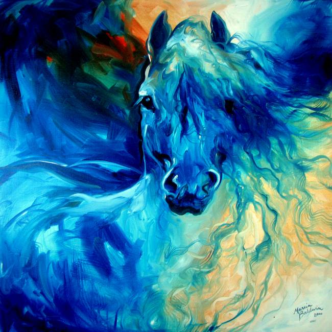 650x650 Equus Blue Ghost By Marcia Baldwin - Blue Horse Painting