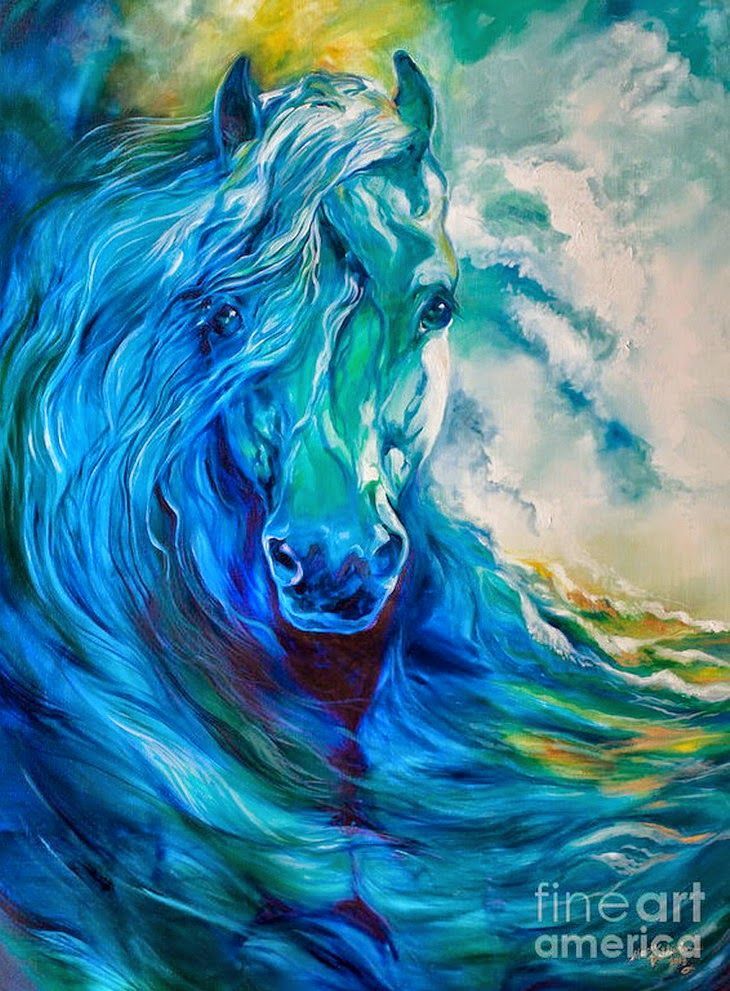 730x991 Pin By Alenvoron On Horse, Horse - Blue Horse Painting