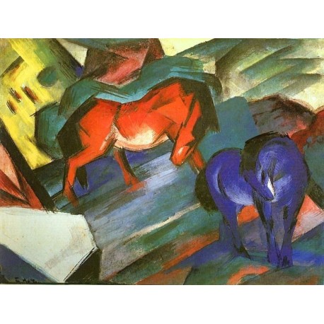 458x458 Red And Blue Horse By Franz Marc Oil Painting Art Gallery - Blue Horse Painting