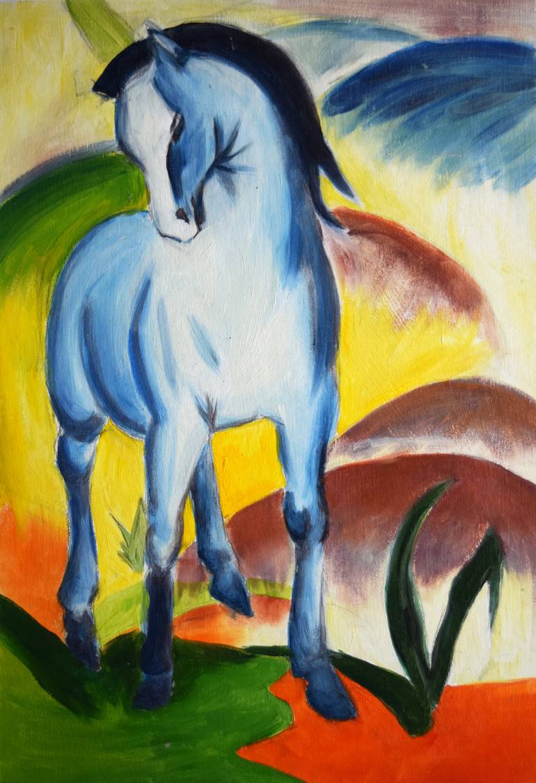 770x1124 Saatchi Art Copy Of Franz Mark. Blue Horse Painting By Jekaterina - Blue Horse Painting