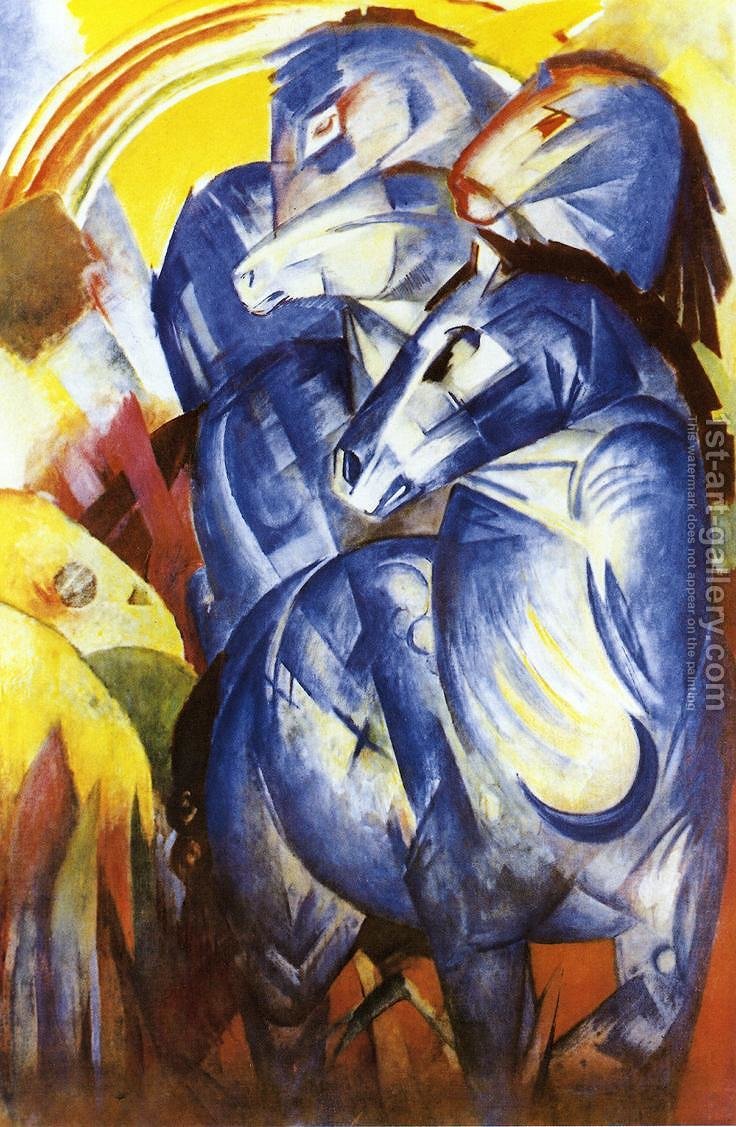 736x1127 The Tower Of Blue Horses Franz Marc Reproduction 1st Art Gallery - Blue Horse Painting
