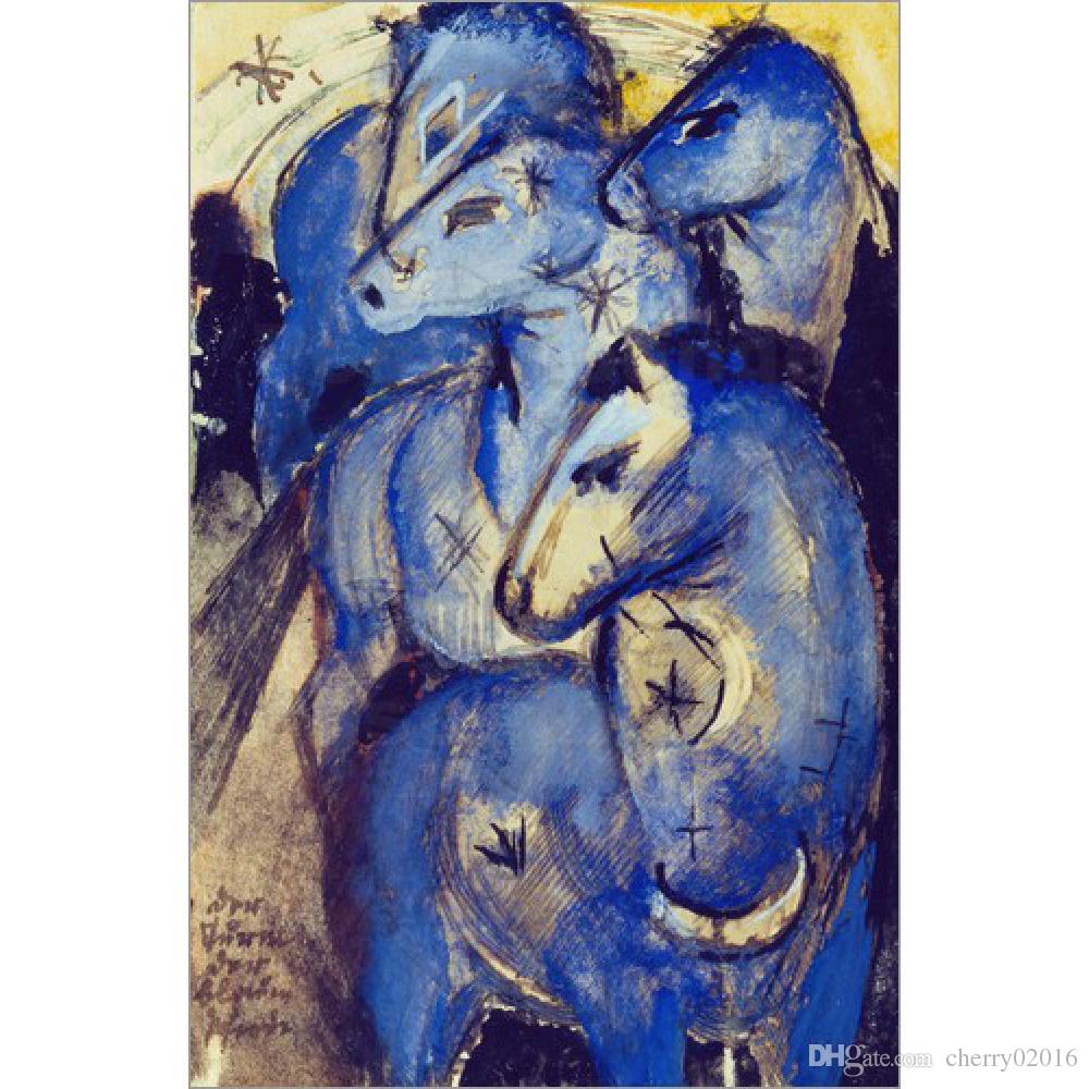 1000x1000 Ful Oil Paintings By Franz Marc Tower Blue Horse Handmade Modern - Blue Horse Painting