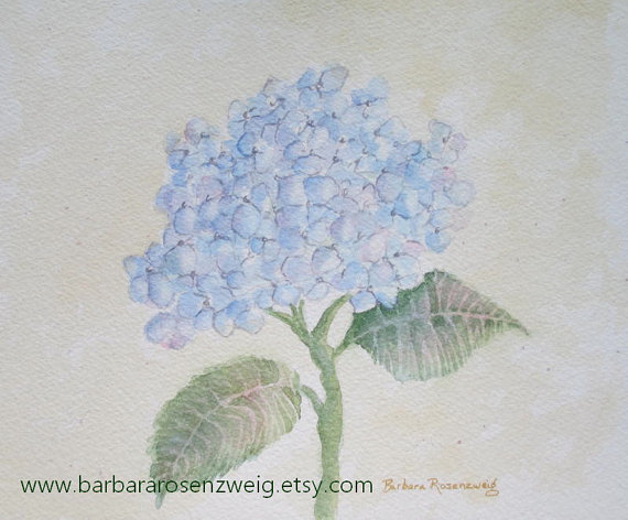 570x472 Hydrangea Print Blue Hydrangea Painting Hydrangea Wall Art - Blue Hydrangea Painting