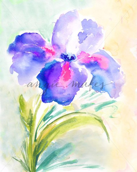 478x600 Blue Iris. Painted Blue Iris. Painted Iris. Watercolor Iris - Blue Iris Painting