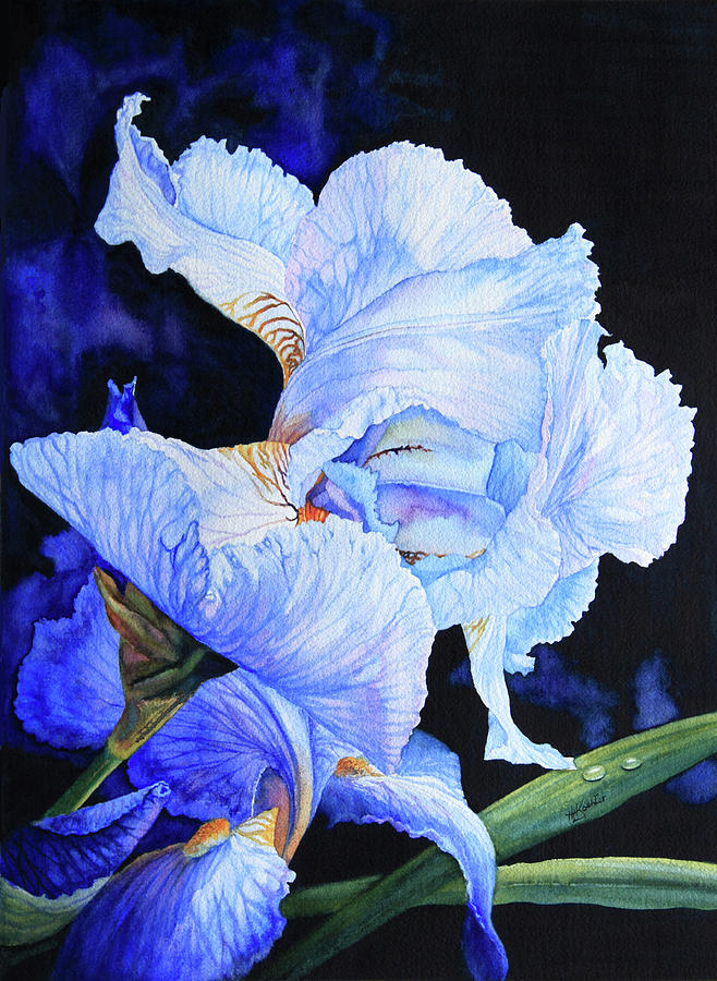 658x900 Blue Summer Iris Painting By Hanne Lore Koehler - Blue Iris Painting