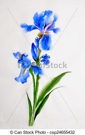 298x470 Iris Flower Watercolor Painting. Blue Iris Flower Watercolor - Blue Iris Painting