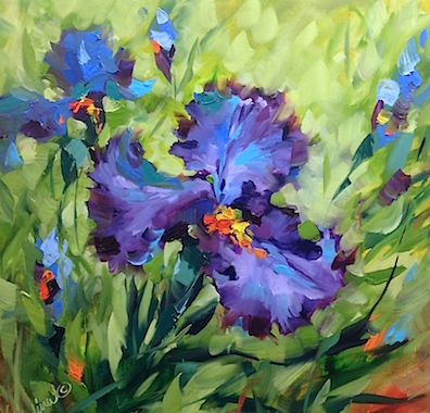 396x380 Nancy Medina Art A Video Of Signs Of Spring Blue Irises - Blue Iris Painting