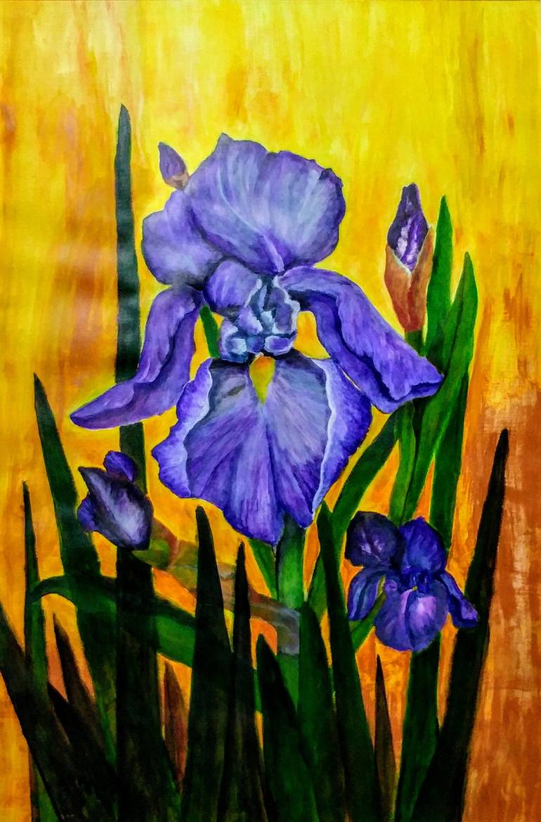 770x1170 Saatchi Art Blue Iris Painting By Fe Hill - Blue Iris Painting