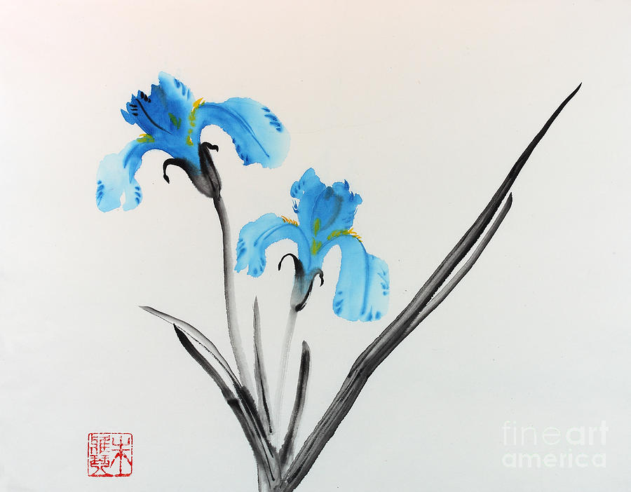 900x702 Blue Iris I Painting By Yolanda Koh - Blue Iris Painting