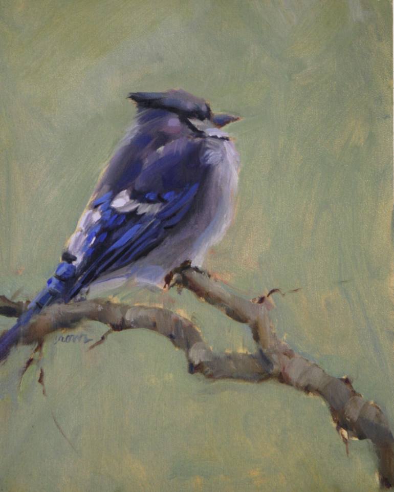 770x961 Saatchi Art Big Blue Jay Painting By Judy Crowe - Blue Jay Painting