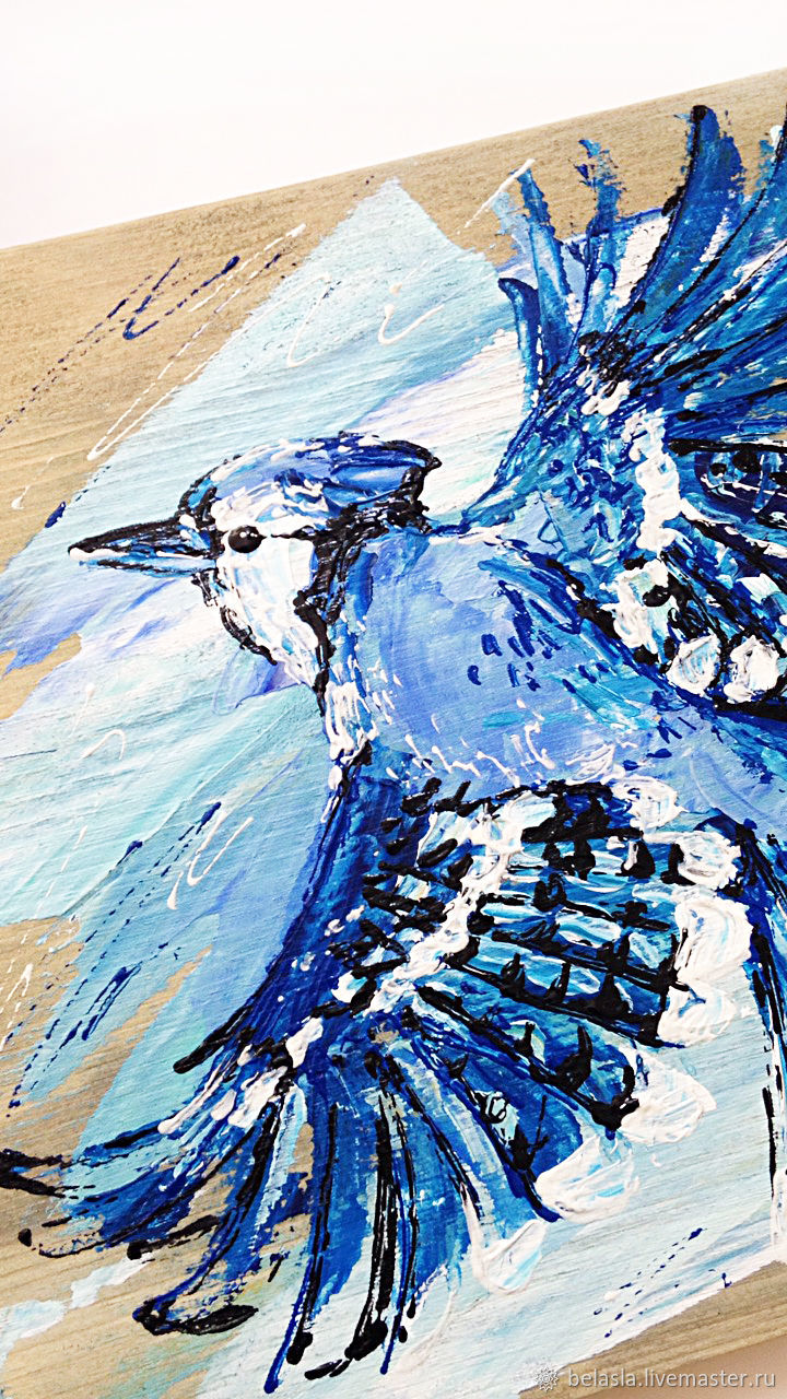 720x1280 Painting On Wood, Blue Jay Shop Online On Livemaster - Blue Jay Painting