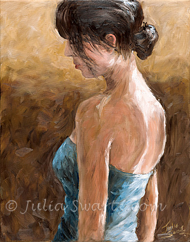 393x500 Julia Swartz Fine Art Gallery Lady In Blue Figure Oil Painting - Blue Lady Painting