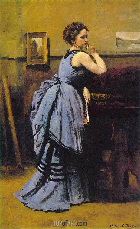 463x758 Lady In Blue Corot Painting Reproduction 3651 Topofart - Blue Lady Painting