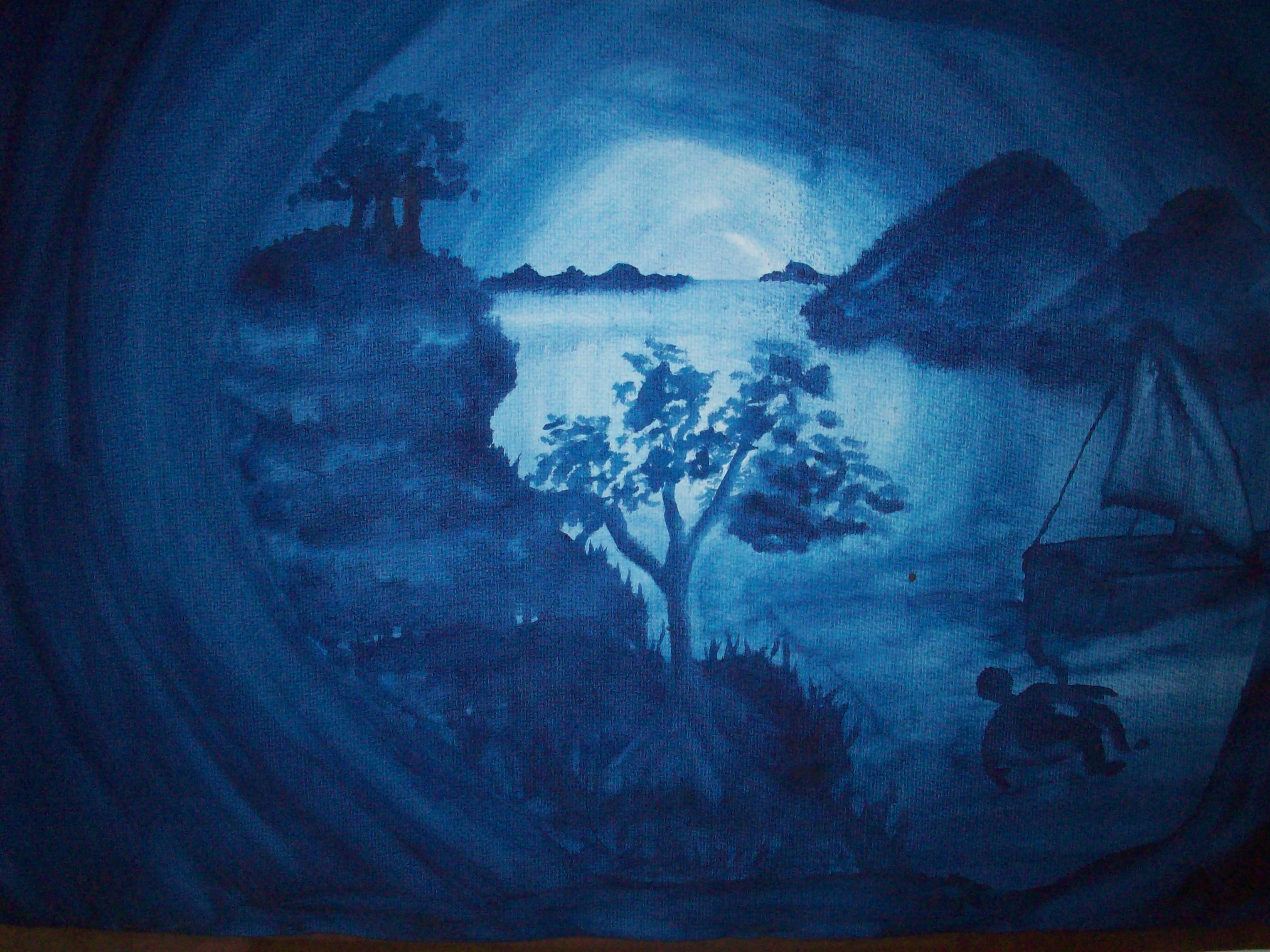 3056x2292 Blue Landscape Painting - Blue Landscape Painting