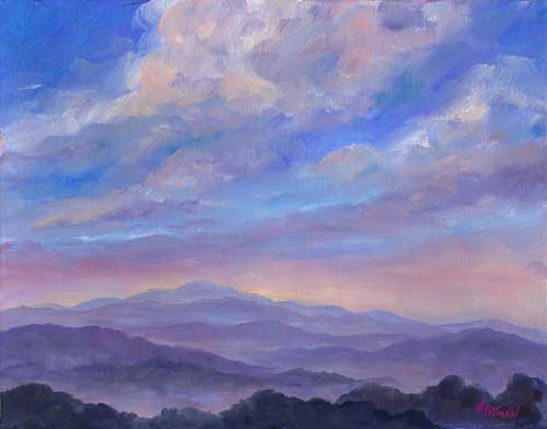 500x392 Original Oil Paintings Landscape Cityscape And Seascape. Asheville - Blue Landscape Painting