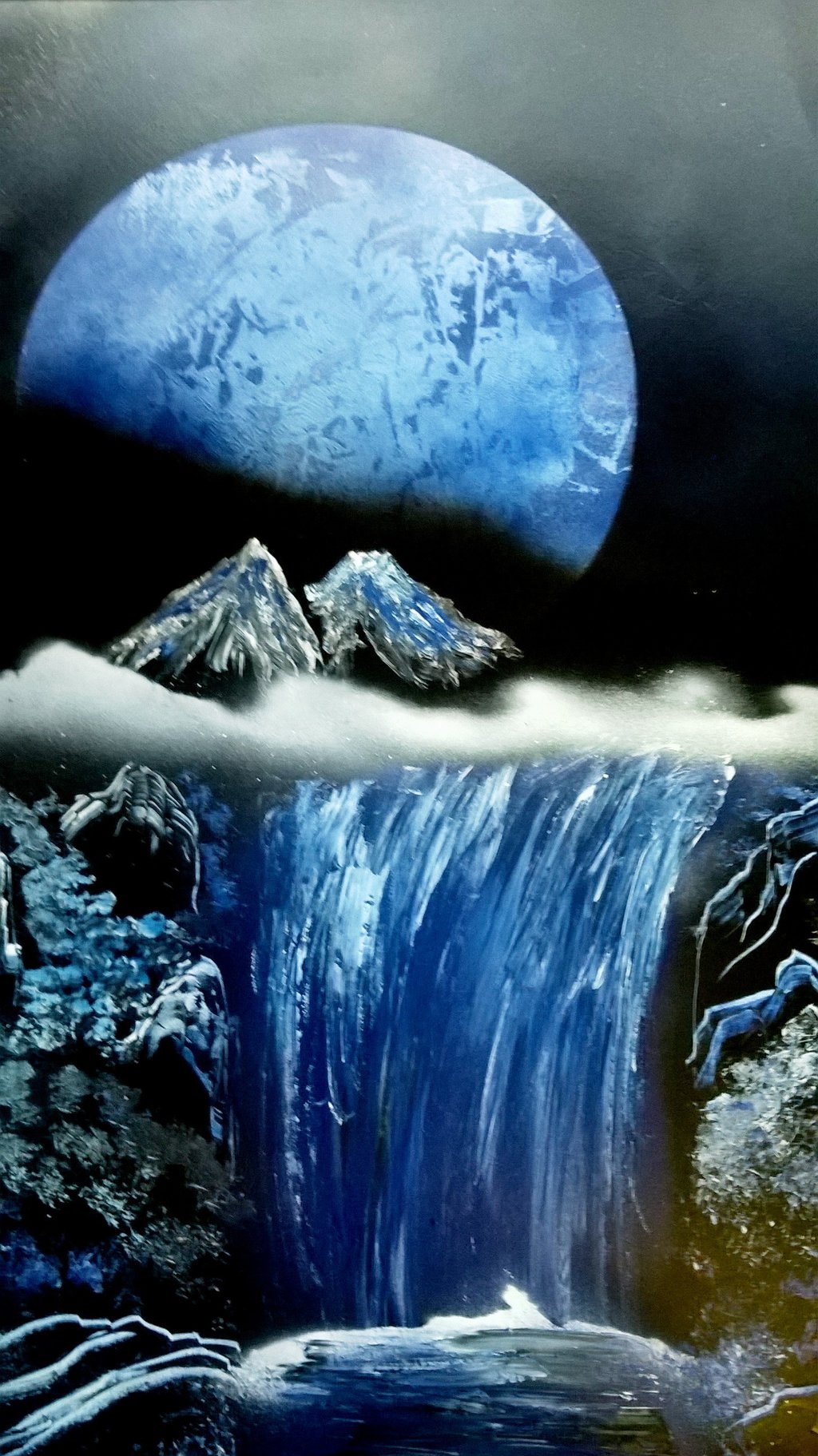 1024x1823 Blue Landscape Spray Painting By Spriggan864 - Blue Landscape Painting