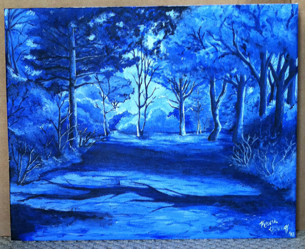 990x807 Blue Monochrome Landscape By Kyoung720 - Blue Landscape Painting