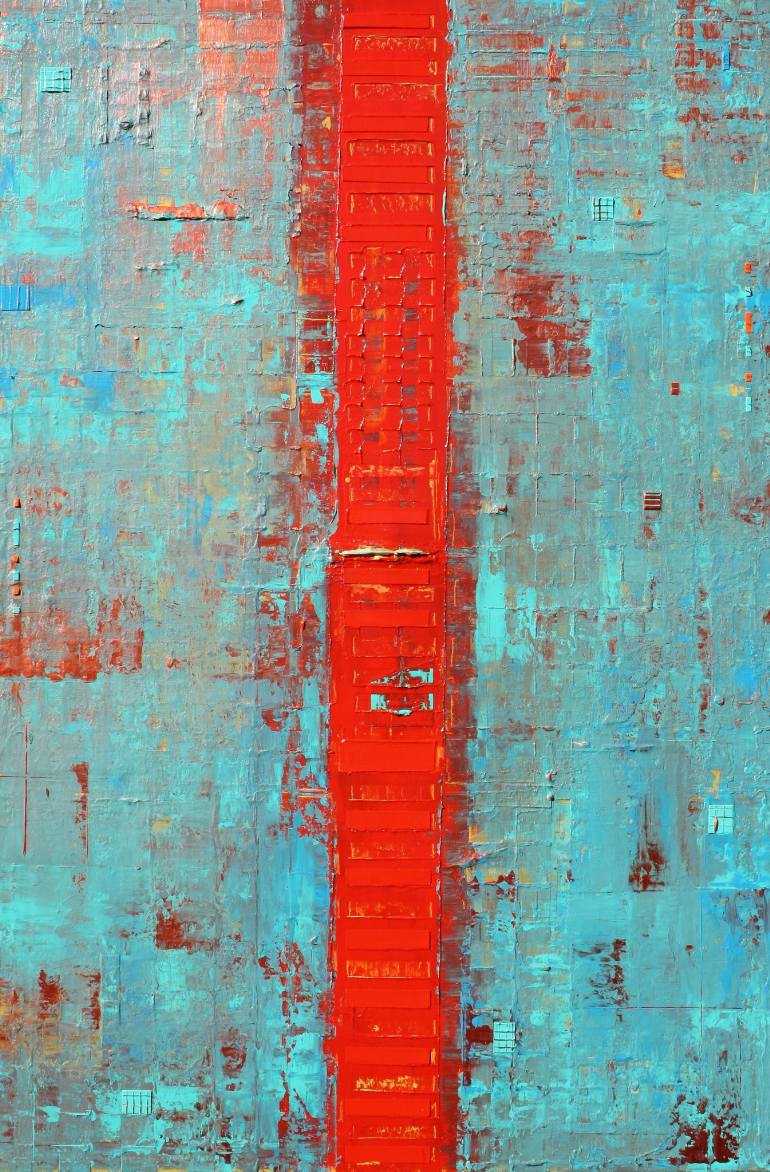 770x1172 Saatchi Art Primitive Abstract Red Line Painting By Robert Lynn - Blue Line Painting