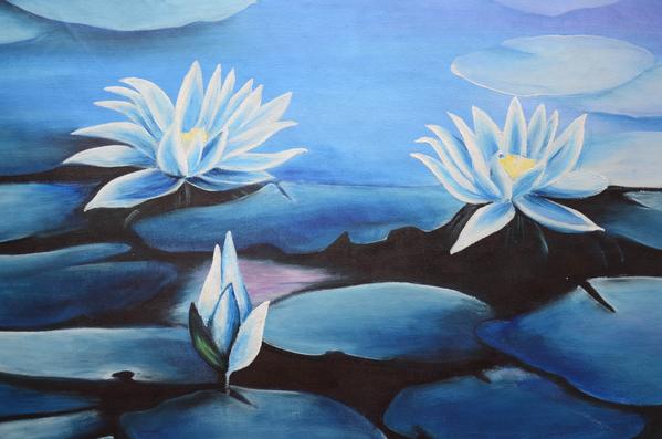 599x397 Blue Lotus Flower Swadeshi Art - Blue Lotus Painting