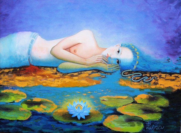 720x530 Blue Lotus Luisa Villavicencio Sacred Visual Art - Blue Lotus Painting