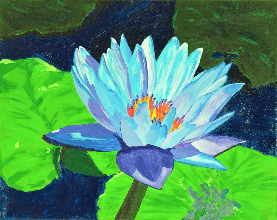 900x715 Blue Lotus Painting By Erin O'Brien - Blue Lotus Painting