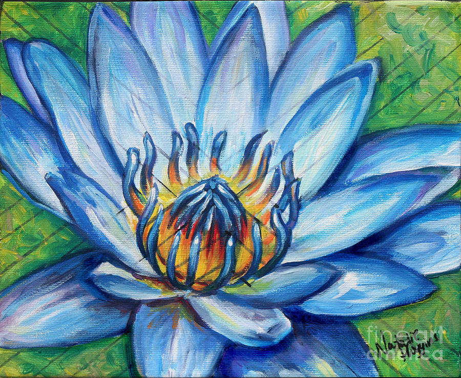 900x738 Blue Lotus Painting By Natalie Huggins - Blue Lotus Painting