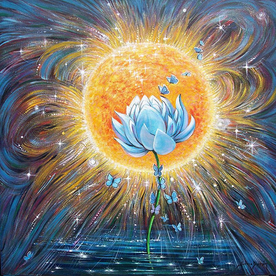 900x900 Blue Lotus Square Diamond Painting Pretty Neat Creative - Blue Lotus Painting