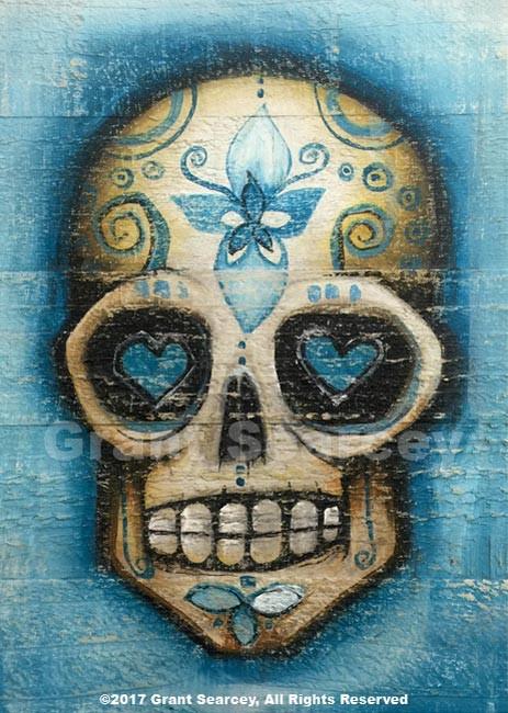 463x650 Blue Lotus Sugar Skull Grant Searcey Artwork - Blue Lotus Painting