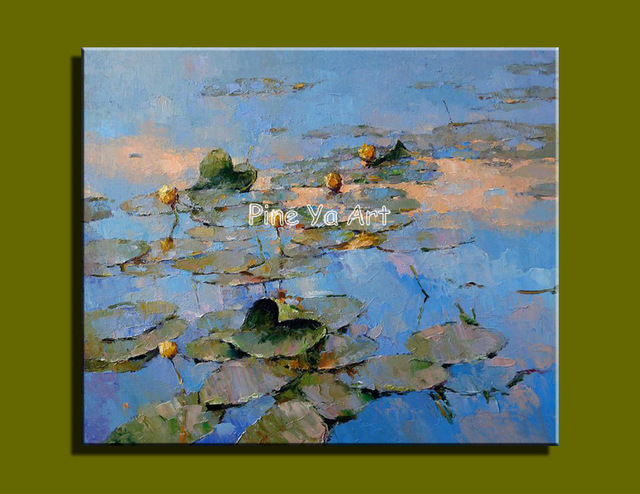 640x494 Abstract Modern Canvas Wall Art Handpainted Famous Blue Lotus Oil - Blue Lotus Painting