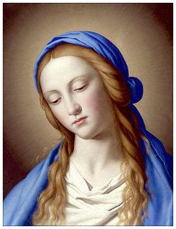 250x325 10 Beautiful, Catholic Virgin Mary Images By Artist Sassoferrato - Blue Madonna Painting